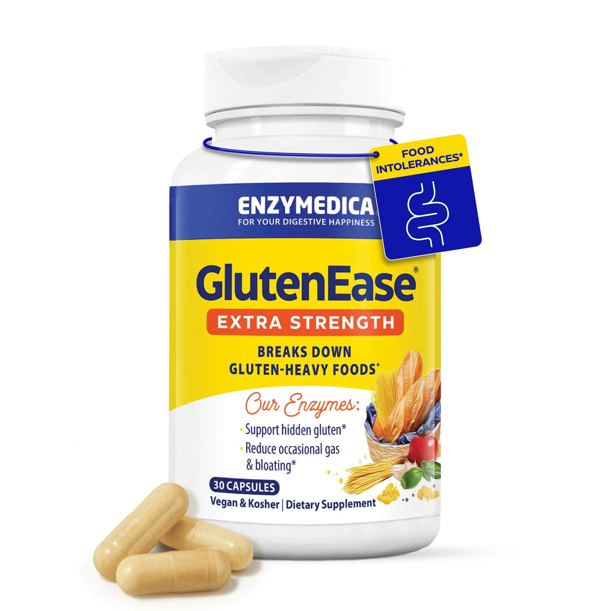 Enzymedica - GlutenEase Extra Strength, Complete Gluten & Casein Formula with Digestive Enzymes + DPP-IV, 30 Capsules - PrimeBioHealth - canada supplements