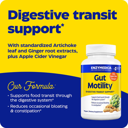 Enzymedica Gut Motility Supplement for Men & Women - Apple Cider Vinegar Capsules with Artichoke & Ginger Extract, Digestive Health Support for Adults - PrimeBioHealth - canada supplements