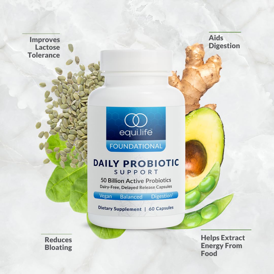 Equilife Daily Probiotic Support, 50 Billion CFU, 8 Probiotic Strains, Digestive and Gut Health Supplement for Men and Women, Gluten Free, Soy and Dairy Free - PrimeBioHealth - canada supplements