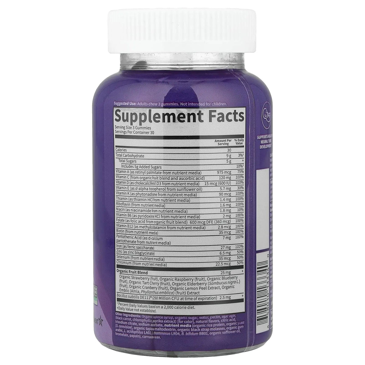 Essential Prenatal Gummy Vitamins for Women with Iron: Folate, Biotin, D3 & B12 + Probiotics for Digestion, Vitamin Code Multivitamin - PrimeBioHealth - canada supplements