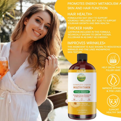 ESUNM Complete Liquid Multivitamin + Hair Growth, Promotes Energy Metabolism& Skin and Hair Function| Vitamin C D | B Vitamins | - PrimeBioHealth - canada supplements