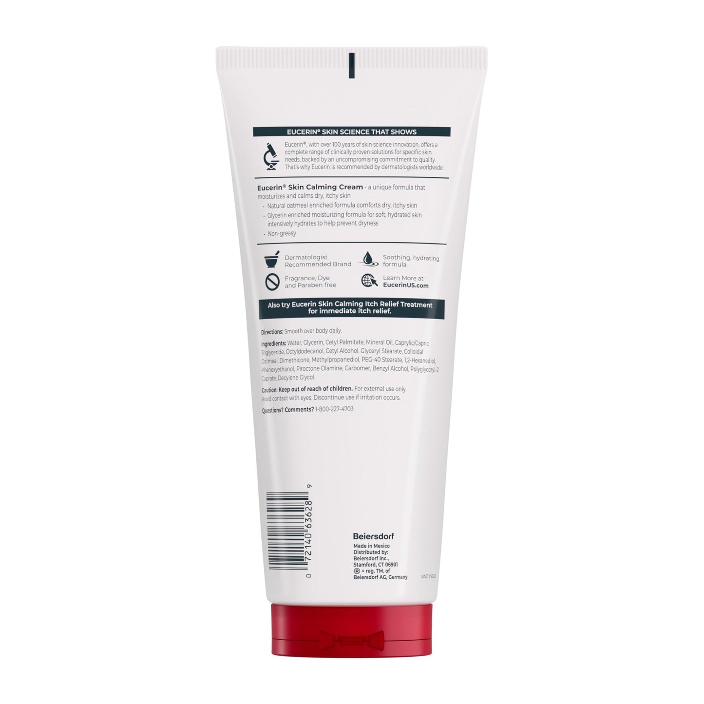 Eucerin Skin Calming Cream - Full Body Lotion for Dry, Itchy Skin, Natural Oatmeal Enriched - 14 oz. Tube - PrimeBioHealth - canada supplements