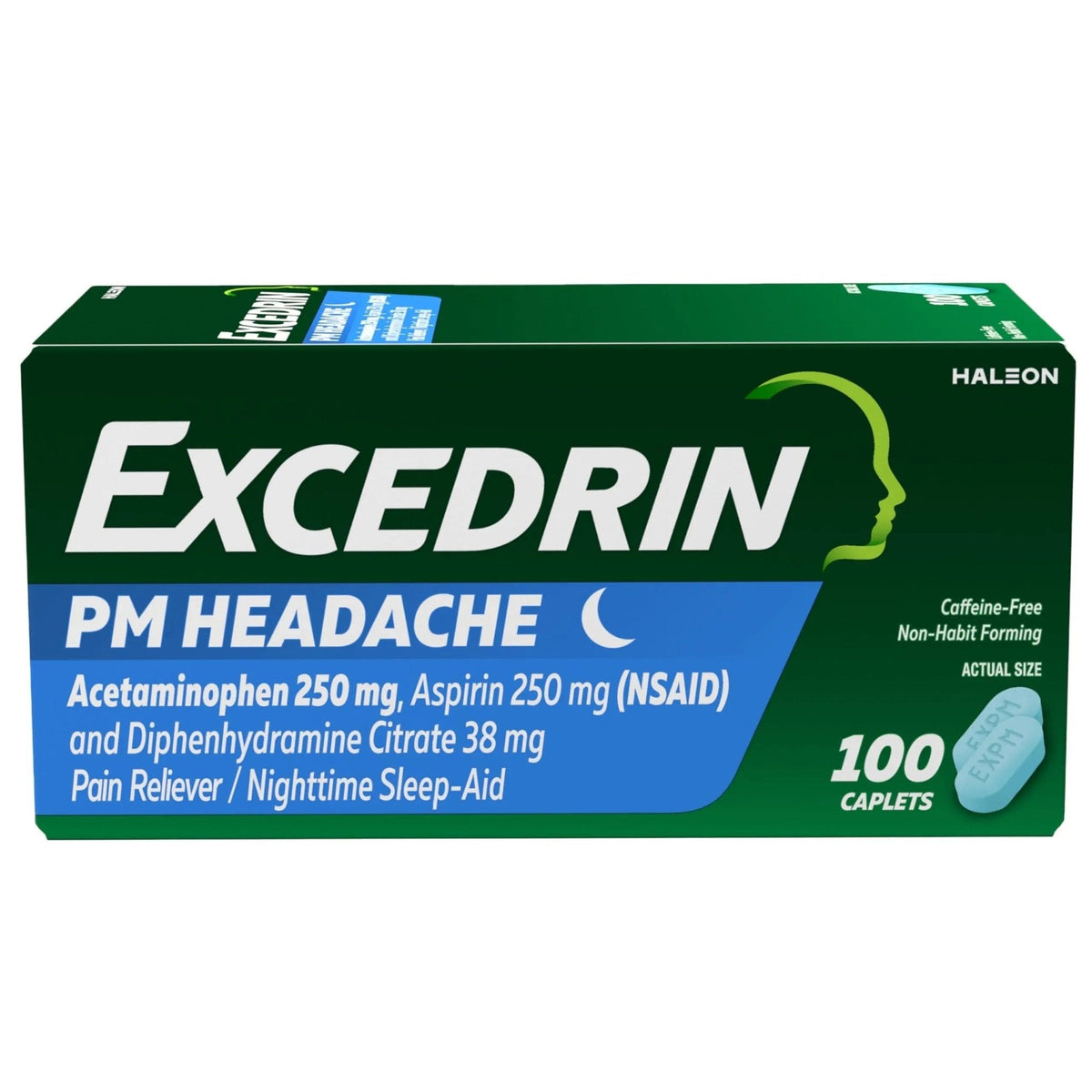 Excedrin PM for Headache Relief, Acetaminophen 250mg, Aspirin 250mg, Diphenhydramine Citrate 38mg, Pain Reliever, Nighttime Sleep-Aid, 100 Count - PrimeBioHealth - canada supplements