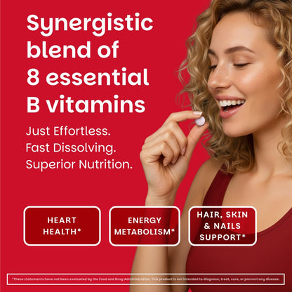 EZ Melts Dissolvable B-Complex - Vitamin B Complex - Provides Energy Metabolism & Heart Health Support - with Methylated B12 & Folate - Non-GMO & Vegan - PrimeBioHealth - canada supplements