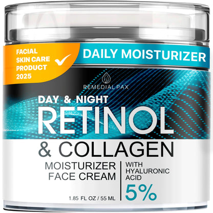 Face Moisturizer Retinol Cream, Anti Aging Neck Firming Cream, Collagen Day & Night Face Cream with Hyaluronic Acid for Women & Men, 1.85 Fl Oz - PrimeBioHealth - canada supplements