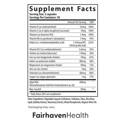 Fairhaven Health Prenatal Multivitamin Essentials with DHA | Prenatal Vitamins + DHA, Choline, Myo-Inositol | - PrimeBioHealth - canada supplements
