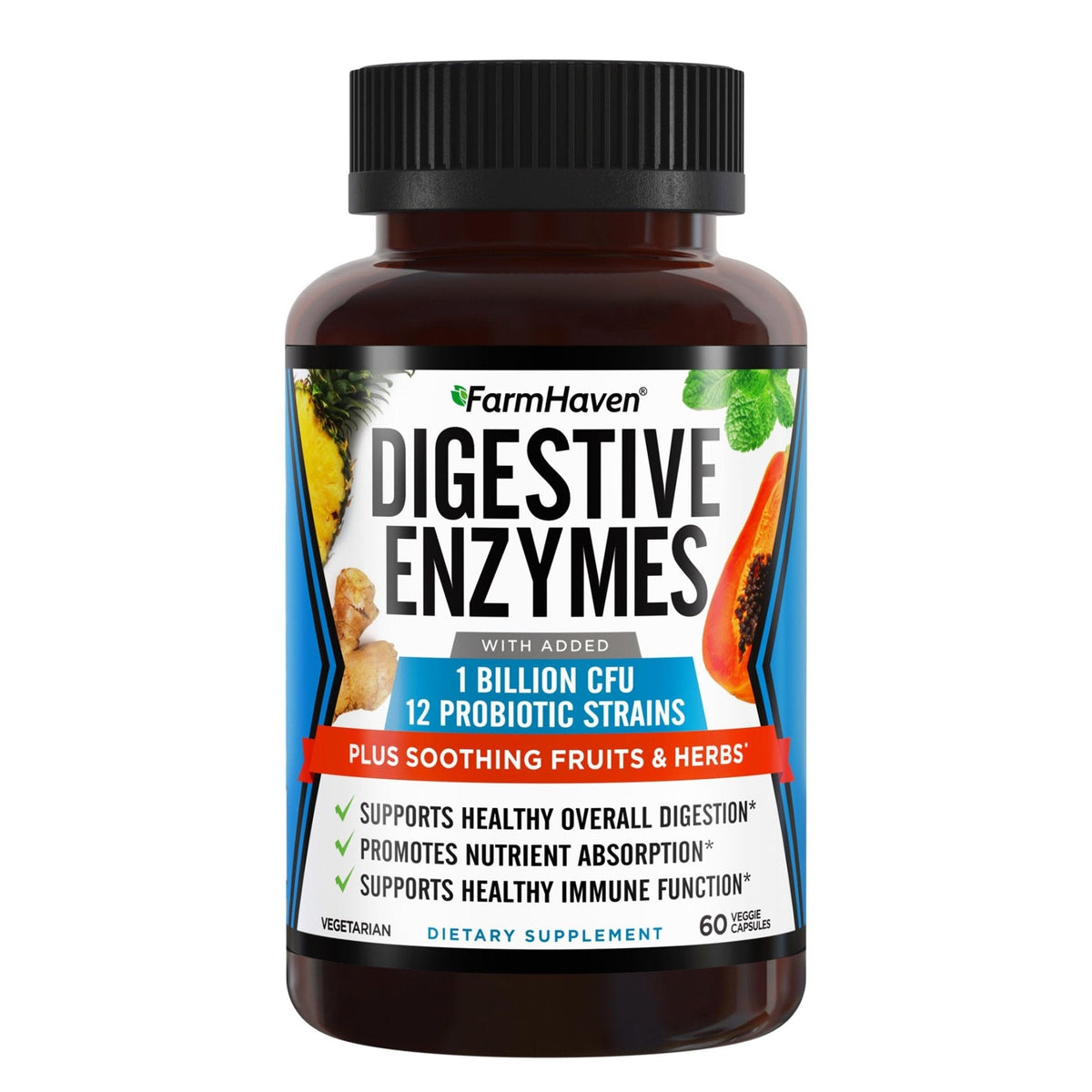 FarmHaven Digestive Enzymes with 18 Probiotics & Herbs | Papaya, Bromelain, Protease & More for Lactose Absorption & Better Digestion | Helps Bloating - PrimeBioHealth - canada supplements