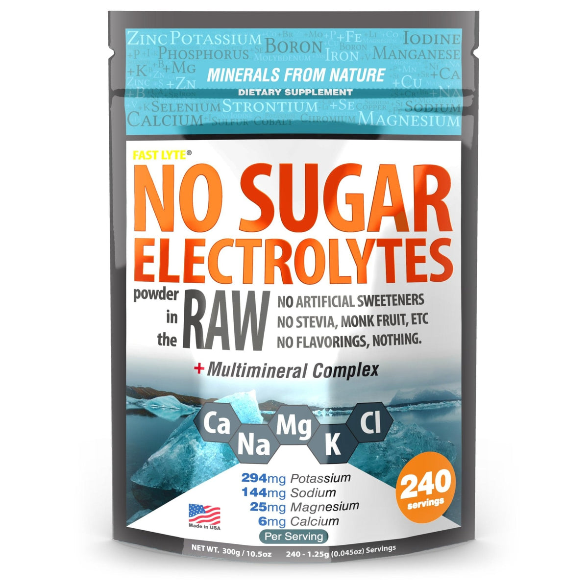 FAST LYTE No Sugar Electrolytes Powder in the Raw | Mix in Coffee, Soup, Juice, Water, Smoothies, Broth, Anything | No Sweeteners or Flavorings | Keto & Sugar Free | Non-GMO & Vegan - PrimeBioHealth - canada supplements