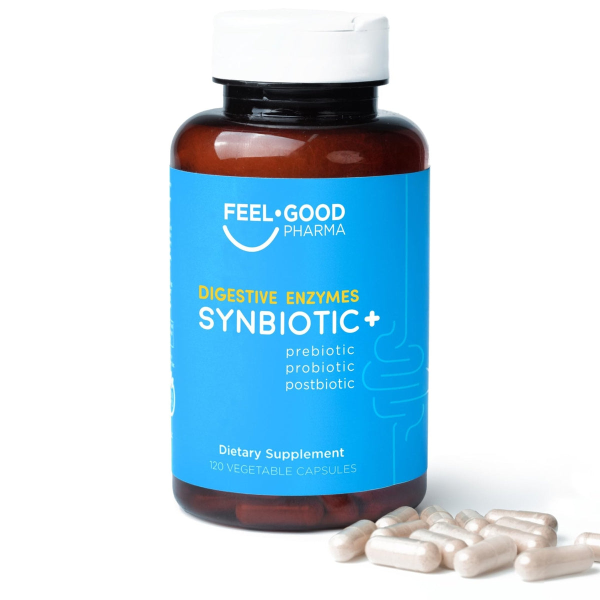 Feel Good Digestive Enzymes 4-in-1 Synbiotic+ – with Prebiotics, Probiotics & Postbiotics – Gut Health, Digestion & Bloating Relief - PrimeBioHealth - canada supplements
