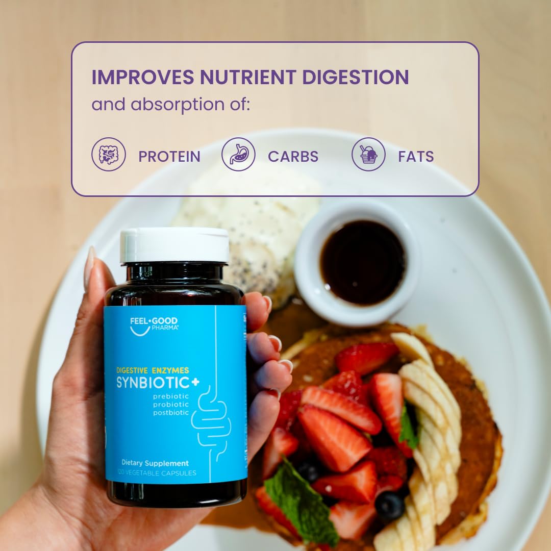 Feel Good Digestive Enzymes 4-in-1 Synbiotic+ – with Prebiotics, Probiotics & Postbiotics – Gut Health, Digestion & Bloating Relief - PrimeBioHealth - canada supplements