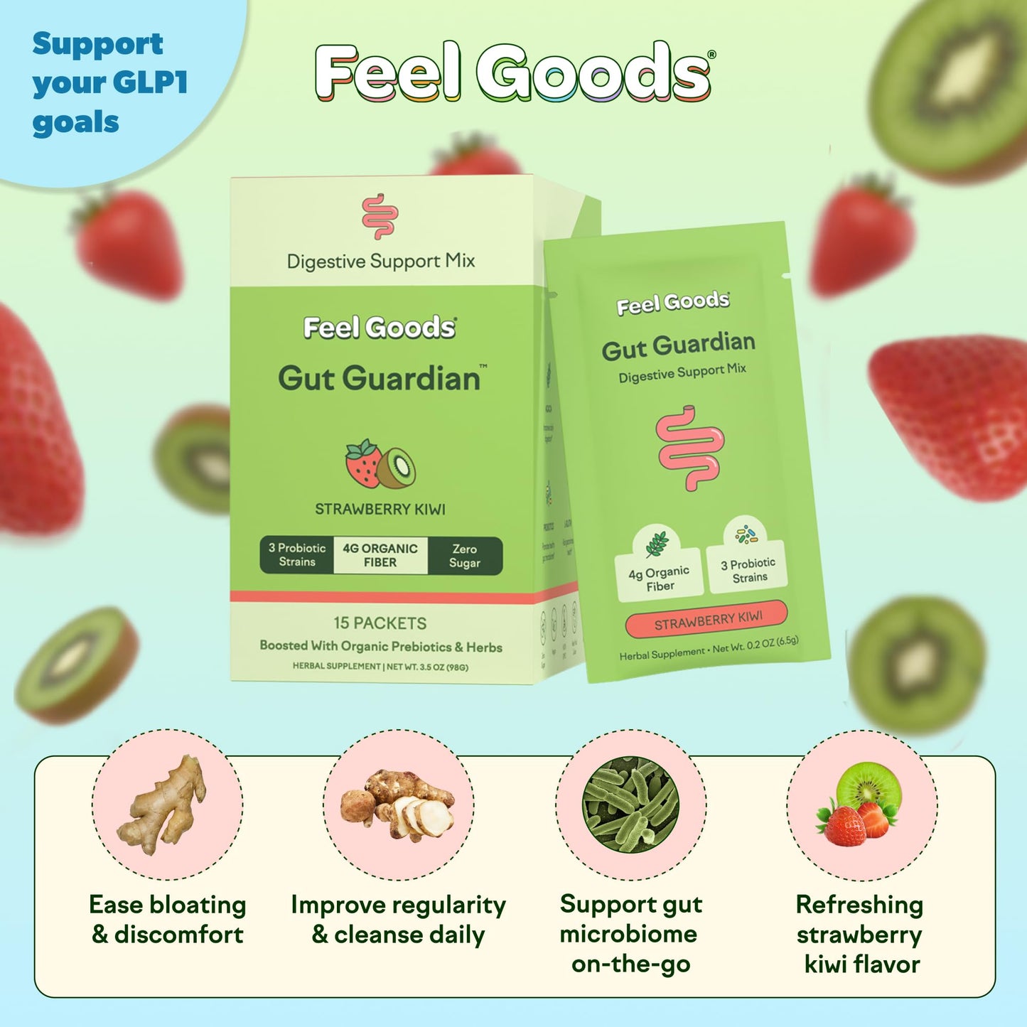 Feel Goods Gut Guardian, Gut Health Powder Packets - Probiotic Fiber with Prebiotics & L Glutamine for Digestive Health, Bloating Relief & Digestion Support, Gut Cleanse - PrimeBioHealth - canada supplements