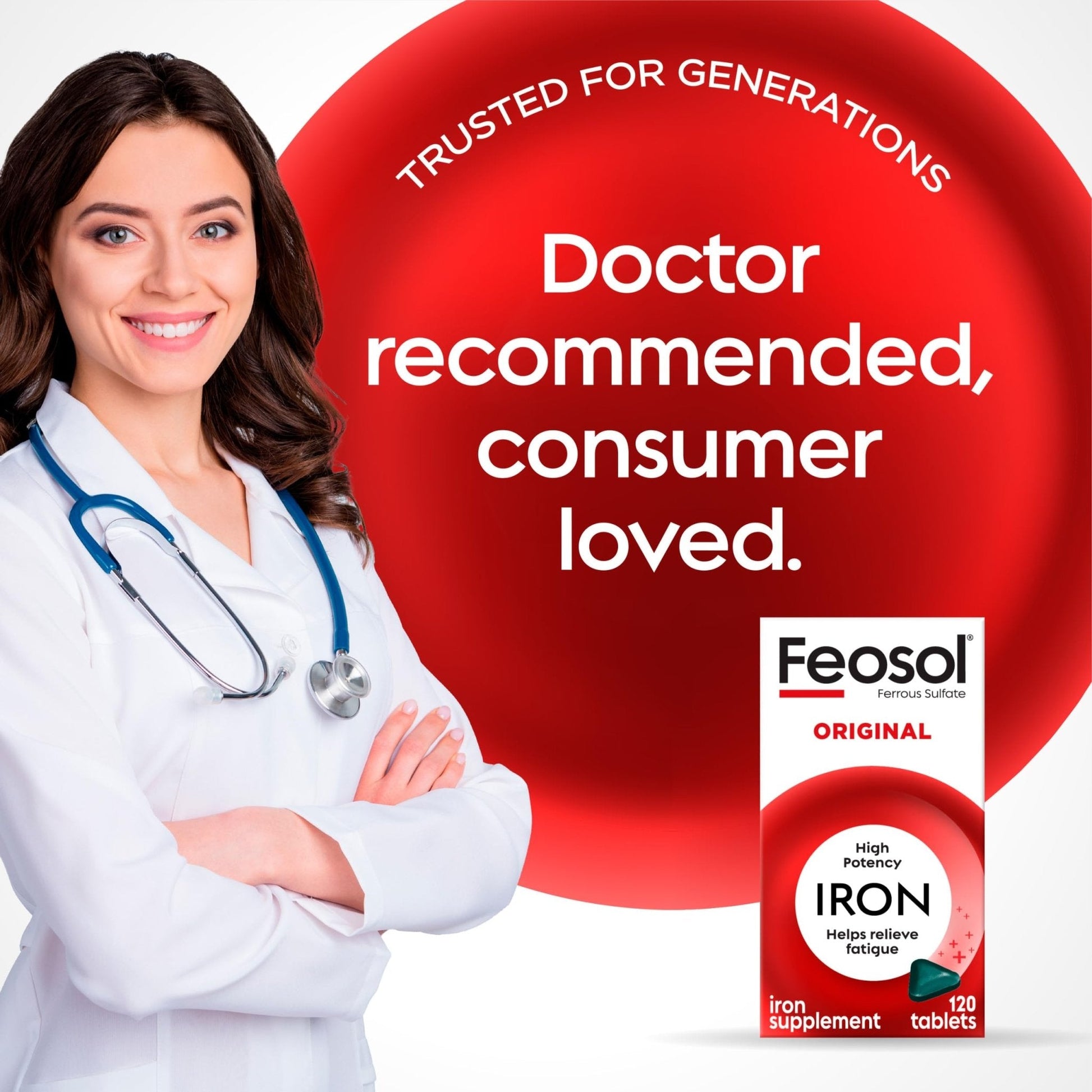 Feosol Original Iron Supplement Tablets, Non-heme, 65mg Iron per Pill, 1 Per Day, 120ct, 4 Month Supply, for Energy and Immune System Support, Made in USA - PrimeBioHealth - canada supplements