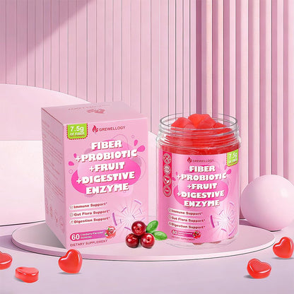 Fiber Gummies 7500mg, Probiotics & Digestive Enzymes, Sugar-Free, Vegan & Gluten-Free Supplement for Gut Health, Bloating Support & Regularity) - PrimeBioHealth - canada supplements