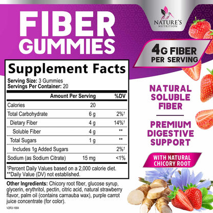 Fiber Gummies for Adults - Soluble Fiber 4g Per Serving - Plant-Based Prebiotic Fiber Supplement for Digestive Health, Gut Health, & Regularity Support - Vegan Gummy - PrimeBioHealth - canada supplements