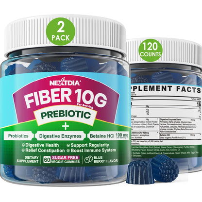 Fiber Gummies for Adults, Sugar Free 10g Prebiotic Fiber Supplement with Digestive Enzymes, Probiotics & 100mg Betaine for Digestive & Gut Health - PrimeBioHealth - canada supplements