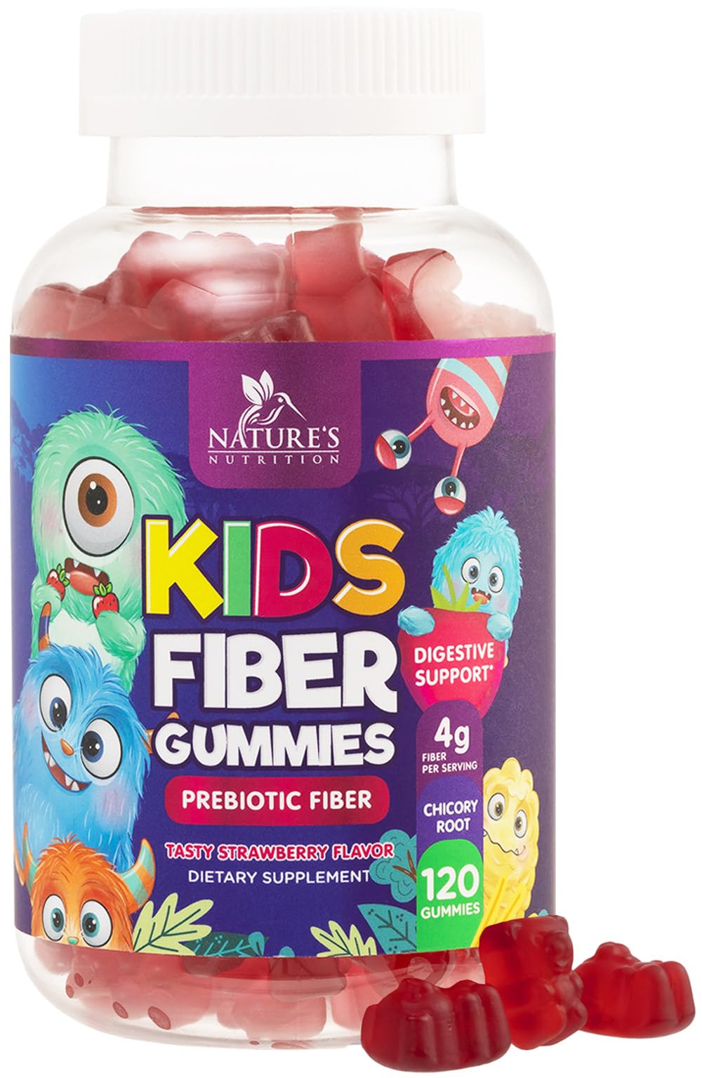 Fiber Gummies for Kids 4g Per Serving - Daily Fiber Gummy Supplement for Kids - Soluble Inulin Prebiotic Gummy for Digestive Health Support - Plant-Based Regularity - PrimeBioHealth - canada supplements