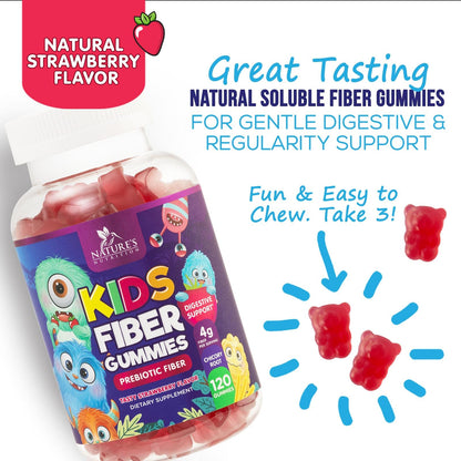 Fiber Gummies for Kids 4g Per Serving - Daily Fiber Gummy Supplement for Kids - Soluble Inulin Prebiotic Gummy for Digestive Health Support - Plant-Based Regularity - PrimeBioHealth - canada supplements