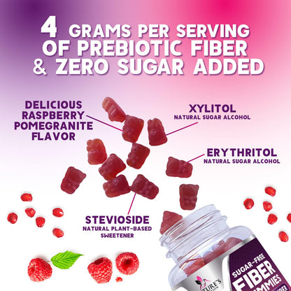 Fiber Gummies – Sugar Free Prebiotic Plant-Based Fiber 4g per Serving Supplement - Improved Soluble Formula Supports Digestive Health & Regularity - Non-GMO, - PrimeBioHealth - canada supplements