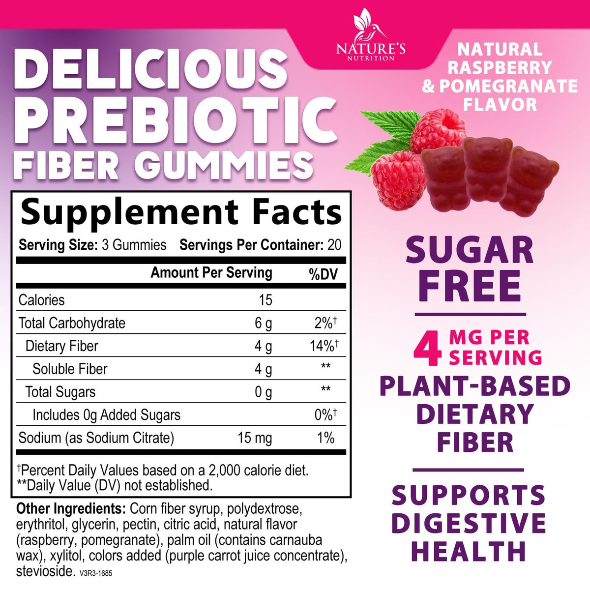 Fiber Gummies – Sugar Free Prebiotic Plant-Based Fiber 4g per Serving Supplement - Improved Soluble Formula Supports Digestive Health & Regularity - Non-GMO, - PrimeBioHealth - canada supplements
