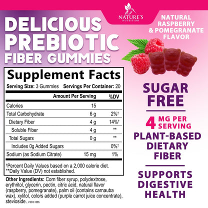 Fiber Gummies – Sugar Free Prebiotic Plant-Based Fiber 4g per Serving Supplement - Improved Soluble Formula Supports Digestive Health & Regularity - Non-GMO, - PrimeBioHealth - canada supplements
