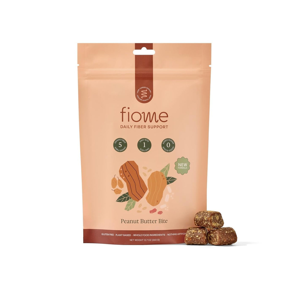 Fiome Fiber Bites - 5g Daily Fiber Supplement - Supports Regularity, Digestion and Gut Health - All Natural Ingredients, 30 Servings, Peanut Butter Flavor - PrimeBioHealth - canada supplements