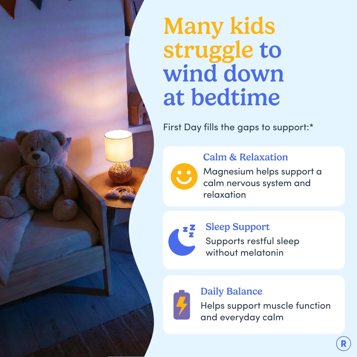 FIRST DAY Kids Magnesium Citrate Gummies (Ages 4+) with No Melatonin | Calm Kids Magnesium Gummies | Bedtime Supplement for Better Sleep with Suntheanine - PrimeBioHealth - canada supplements