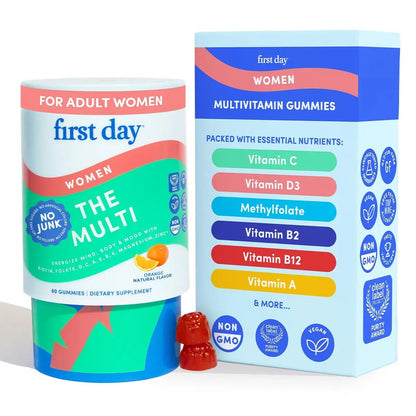 FIRST DAY Multivitamin for Women - Daily Womens Multivitamin Gummies - Vitamin A C D E B12, Magnesium, Zinc, Biotin – Vegan - PrimeBioHealth - canada supplements