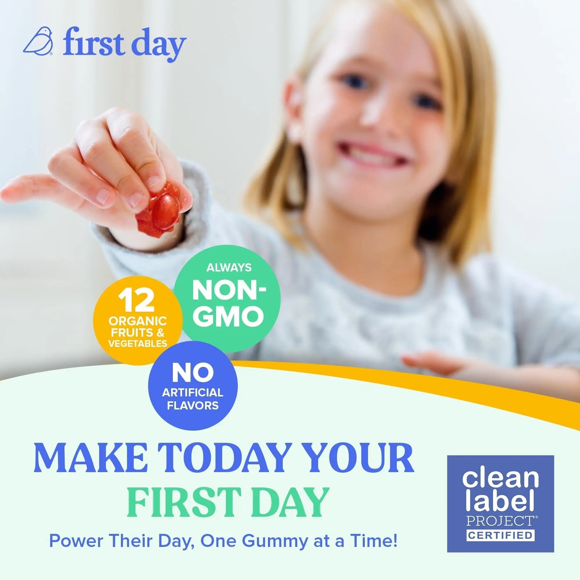 FIRST DAY Toddler Multivitamin Gummies (Ages 2-3)| Kids Multivitamin Gummies with Vitamins A C D3, B2, B12, Choline, Folate and 21 Organic Superfoods| (30 Day Supply) - PrimeBioHealth - canada supplements