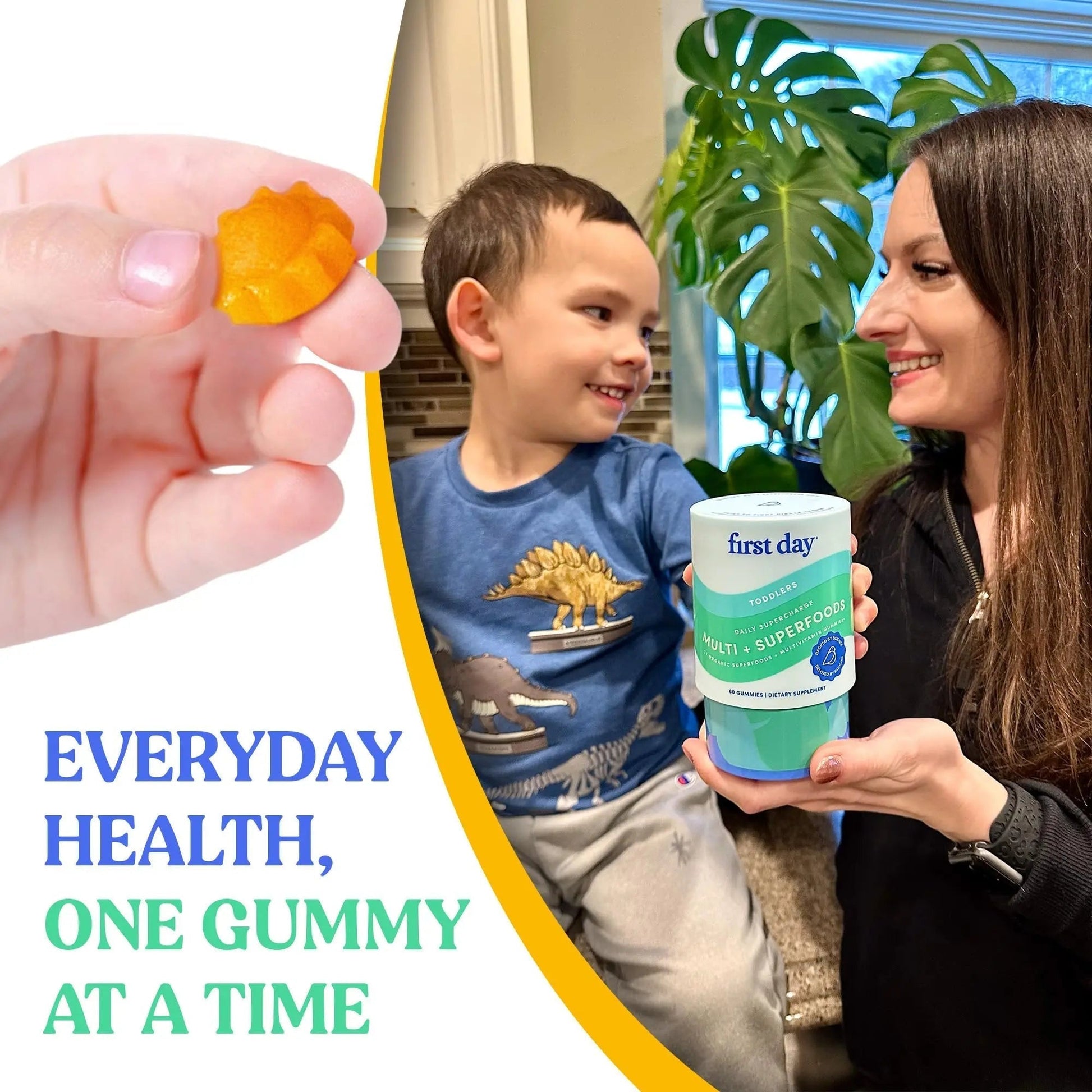 FIRST DAY Toddler Multivitamin Gummies (Ages 2-3)| Kids Multivitamin Gummies with Vitamins A C D3, B2, B12, Choline, Folate and 21 Organic Superfoods| (30 Day Supply) - PrimeBioHealth - canada supplements