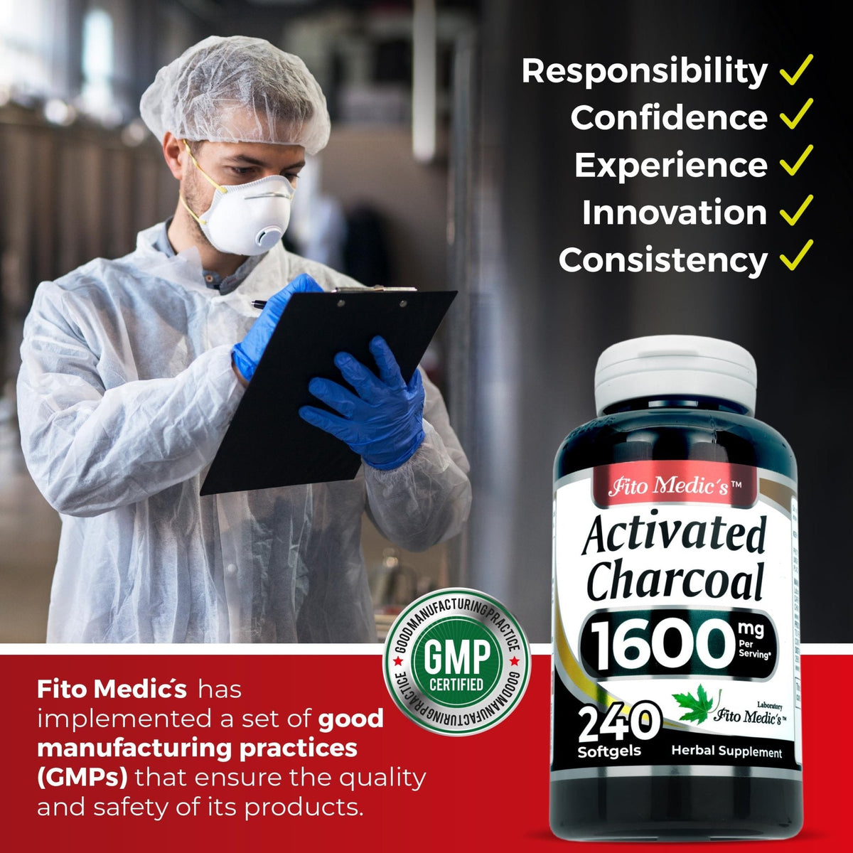 FITO MEDIC'S Lab | Activated Charcoal | 240 caps | Activated Charcoal Pills - PrimeBioHealth - canada supplements