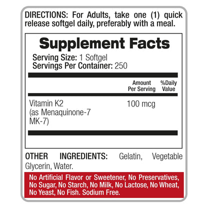 FITO MEDIC'S Lab | Vitamin k2 | k2 Vitamin Supplement | Vitamin k | 250 softgels | 100 mcg | - PrimeBioHealth - canada supplements