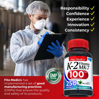 FITO MEDIC'S Lab | Vitamin k2 | k2 Vitamin Supplement | Vitamin k | 250 softgels | 100 mcg | - PrimeBioHealth - canada supplements