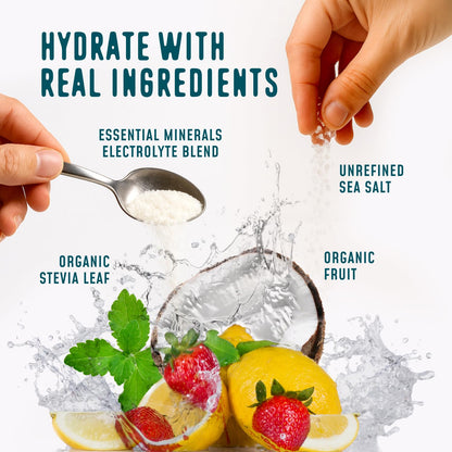 FlavCity Electrolytes Powder Packets - 28 Hydration Packets, Variety Pack - No Added Sugar - Hydration Powder with Real Fruit & Unrefined Sea Salt - PrimeBioHealth - canada supplements