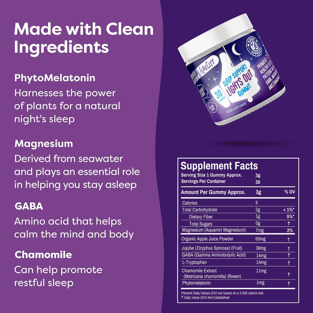 FlavCity Melatonin Sleep Gummies for Adults, Lights Out Gummy - Chewable Sleep Support Supplement with Plant-Based GABA, Magnesium - PrimeBioHealth - canada supplements