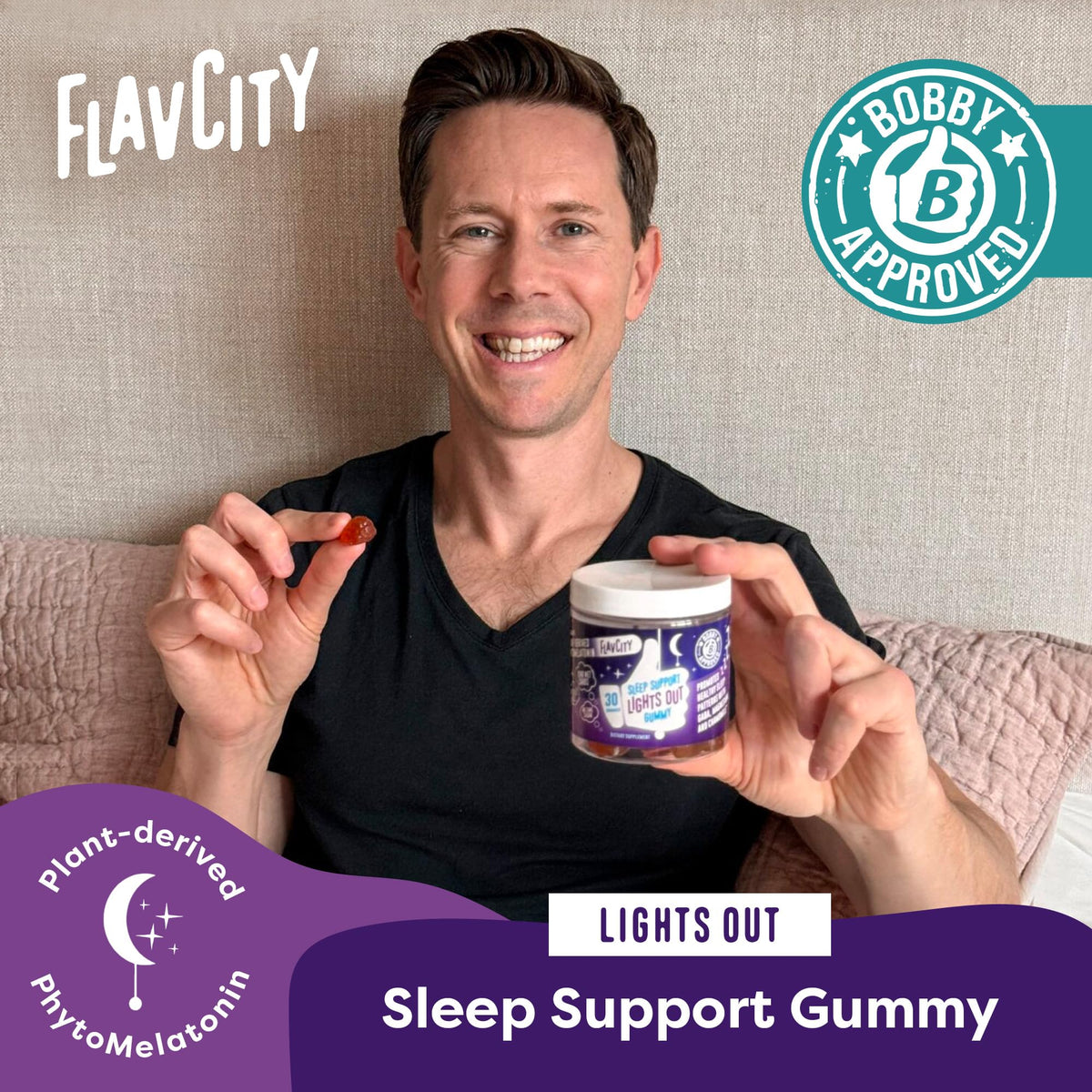 FlavCity Melatonin Sleep Gummies for Adults, Lights Out Gummy - Chewable Sleep Support Supplement with Plant-Based GABA, Magnesium - PrimeBioHealth - canada supplements