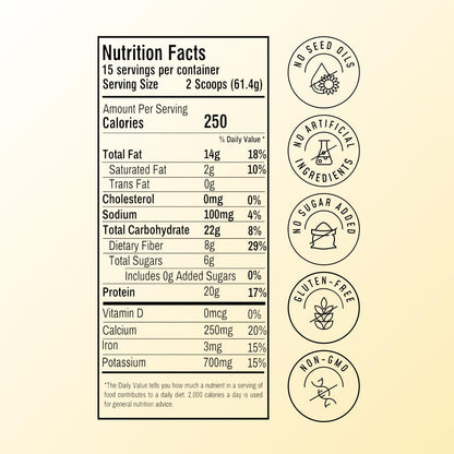 FlavCity Vegan Almond Protein Shake Powder, Vanilla Cream + Reishi & Cordyceps Mushrooms - Focus, Skin, Hair & Joint Support - Organic Fruit All in One Smoothie On-the-Go, 20 Servings - PrimeBioHealth - canada supplements