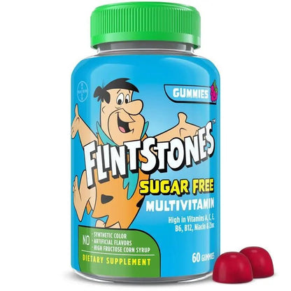 Flintstones Multivitamins for Kids, Sugar Free Kids Multivitamin Gummies, with Vitamins A, C, E, B6 & B12, Raspberry Flavored Gummy Vitamins, 60 Count - PrimeBioHealth - canada supplements