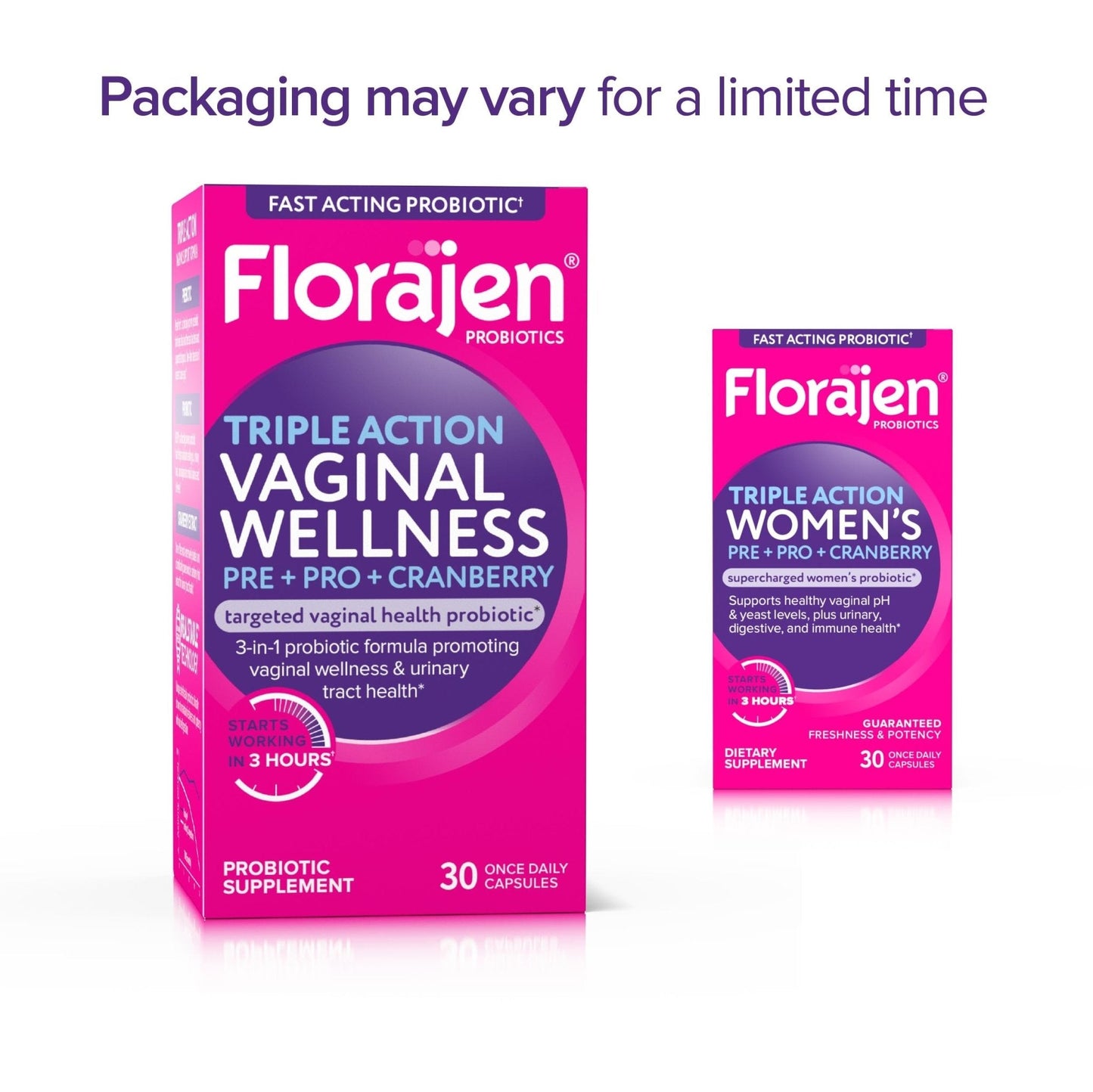 Florajen Women’s Triple-Action Probiotic, Prebiotic + Probiotic + Cranberry for Vaginal, Digestive, & Immune Support - Fast-Acting - PrimeBioHealth - canada supplements