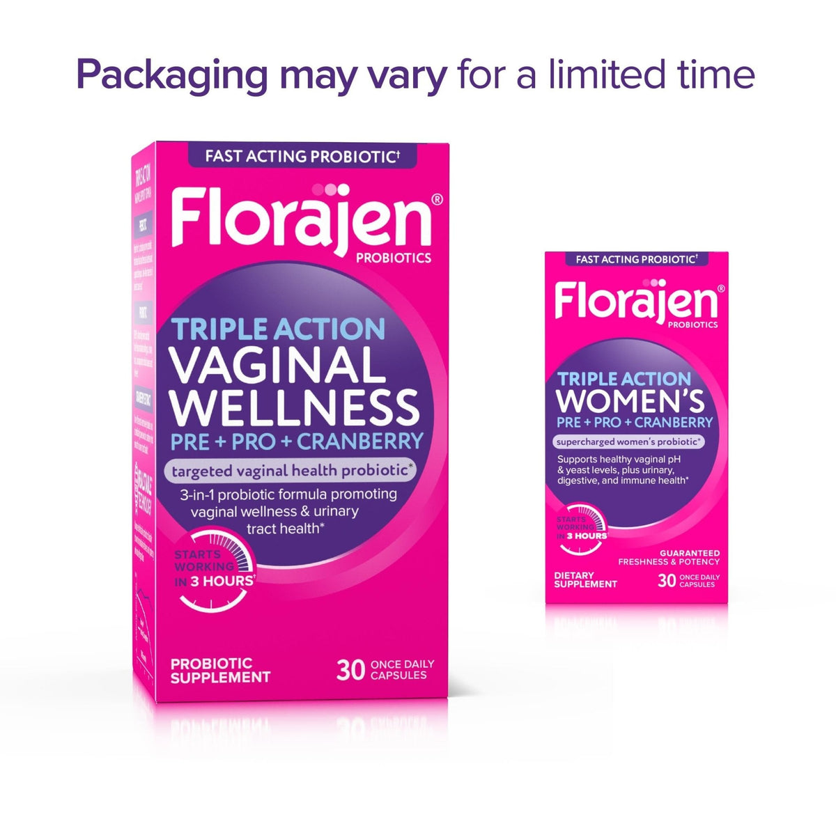 Florajen Women’s Triple-Action Probiotic, Prebiotic + Probiotic + Cranberry for Vaginal, Digestive, & Immune Support - Fast-Acting - PrimeBioHealth - canada supplements