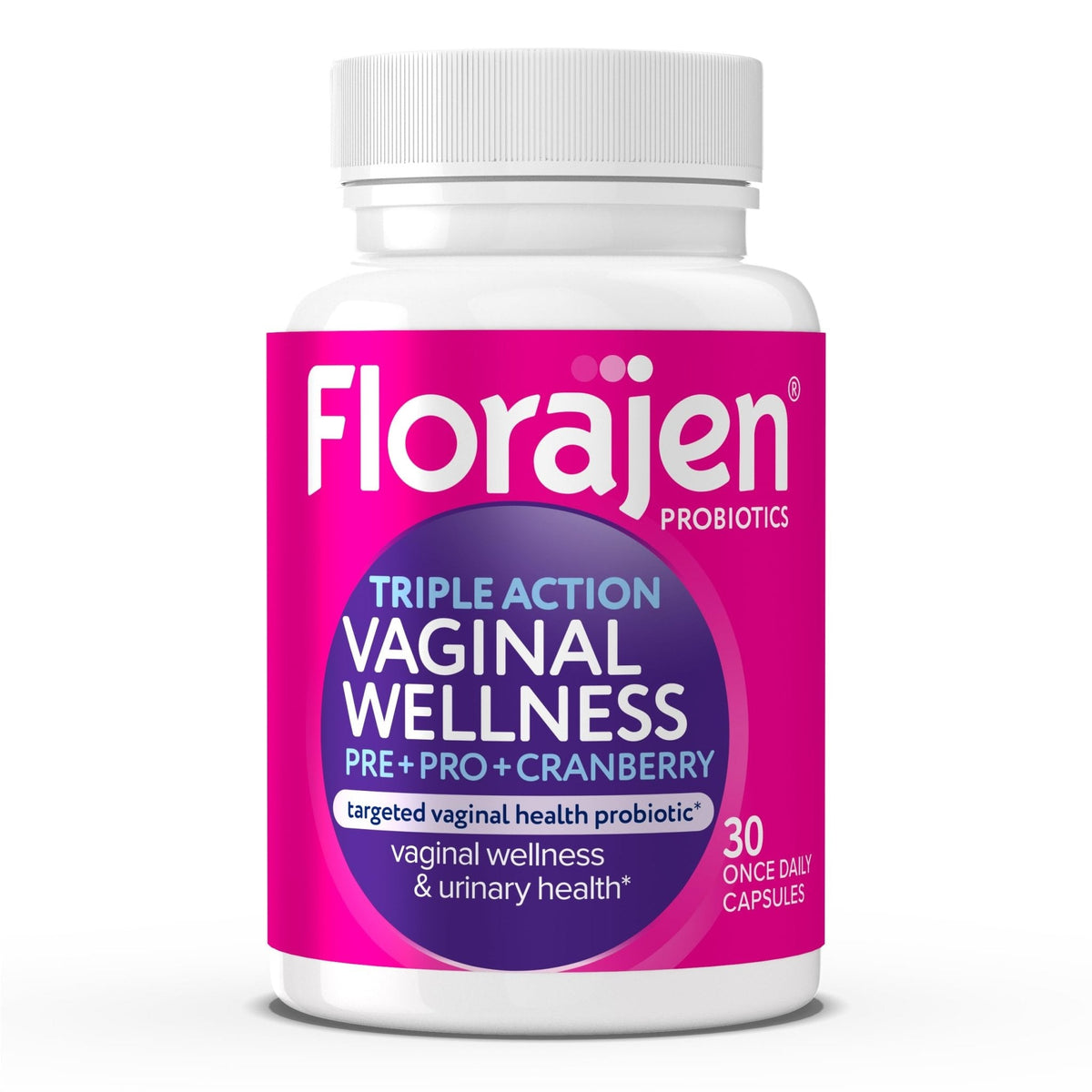 Florajen Women’s Triple-Action Probiotic, Prebiotic + Probiotic + Cranberry for Vaginal, Digestive, & Immune Support - Fast-Acting - PrimeBioHealth - canada supplements