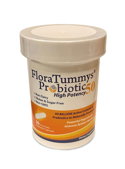 FloraTummys 50 High Potency Adult Probiotic, 50 Billion CFU, Prebiotics, Dairy Free, Gluten Free Probiotic, Non-GMO, Sugar-Free, Made in USA - PrimeBioHealth - canada supplements