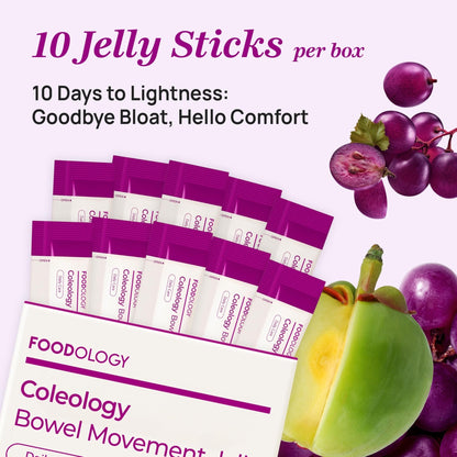 FOODOLOGY Coleology Bowel Movement Jelly (Grape & Prune) – Prebiotic Fiber Supplement for Gut Health & Daily Regularity, Chia Seeds, Korean Supplement – 10 Sticks - PrimeBioHealth - canada supplements