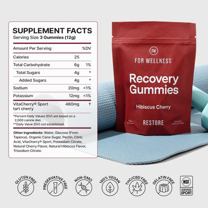 For Wellness Recovery Gummies Restore | Tart Cherry Energy Supplements with Electrolytes for Muscle Soreness, Post-Workout Performance & Recovery - PrimeBioHealth - canada supplements