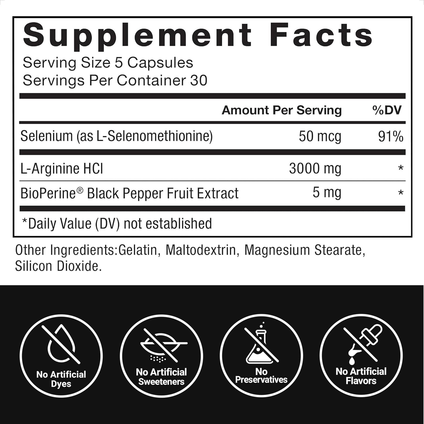 Force Factor L-Arginine Nitric Oxide Supplement with BioPerine to Help Build Muscle and Support Stronger Blood Flow, Circulation, Nutrient Delivery - PrimeBioHealth - canada supplements