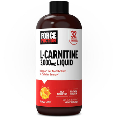 Force Factor L-Carnitine Liquid 3000mg, Maximum Strength Supplement to Support Fat Metabolism, Cellular Energy & Muscle Recovery, High Absorbing - PrimeBioHealth - canada supplements