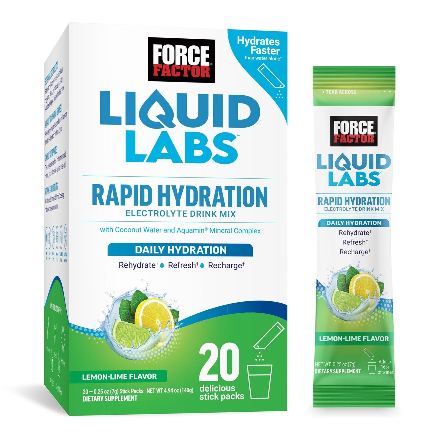 Force Factor Liquid Labs Electrolytes Powder Packets—Lemon Lime—Hydration Packets to Make Electrolyte Water with 5 Essential Electrolytes, Vitamins, Minerals - PrimeBioHealth - canada supplements