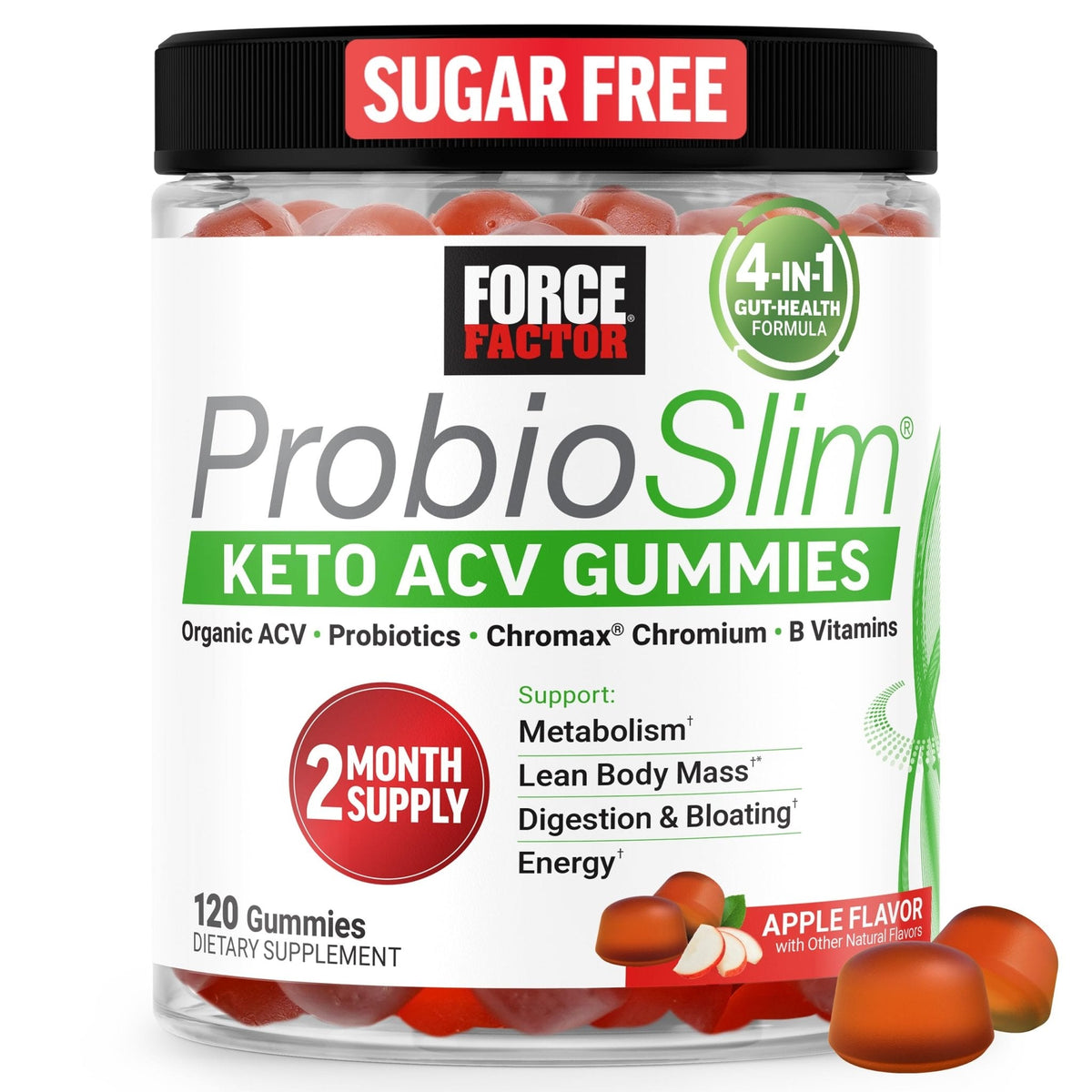 Force Factor ProbioSlim Keto ACV Gummies, Organic Apple Cider Vinegar Gummies with LactoSpore Probiotics & Prebiotics to Support Digestion, Metabolism, & Immune Health - PrimeBioHealth - canada supplements