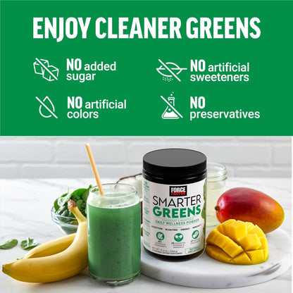 Force Factor Smarter Greens Daily Wellness Powder, Greens Superfood Powder to Support Gut Health, Bloating, & Digestion, with 40+ Superfoods - PrimeBioHealth - canada supplements