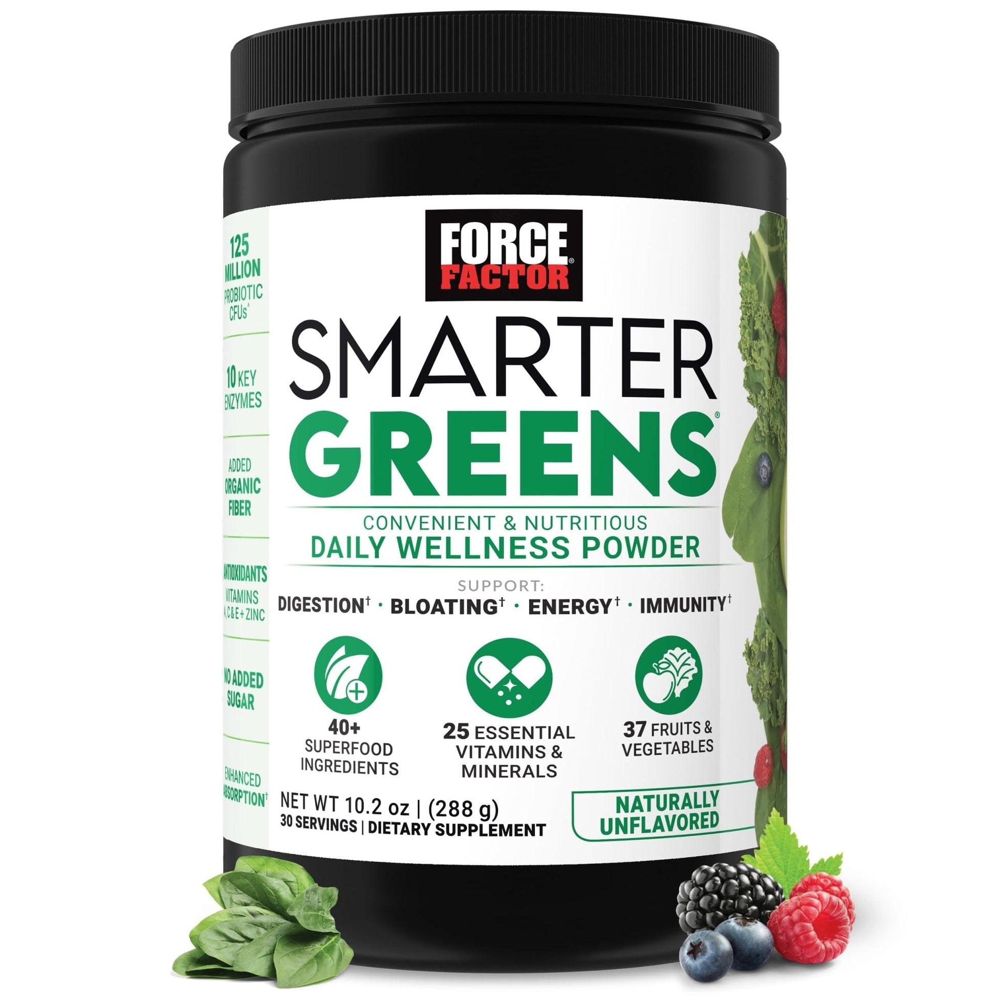 Force Factor Smarter Greens Daily Wellness Powder, Greens Superfood Powder to Support Gut Health, Bloating, & Digestion, with 40+ Superfoods - PrimeBioHealth - canada supplements