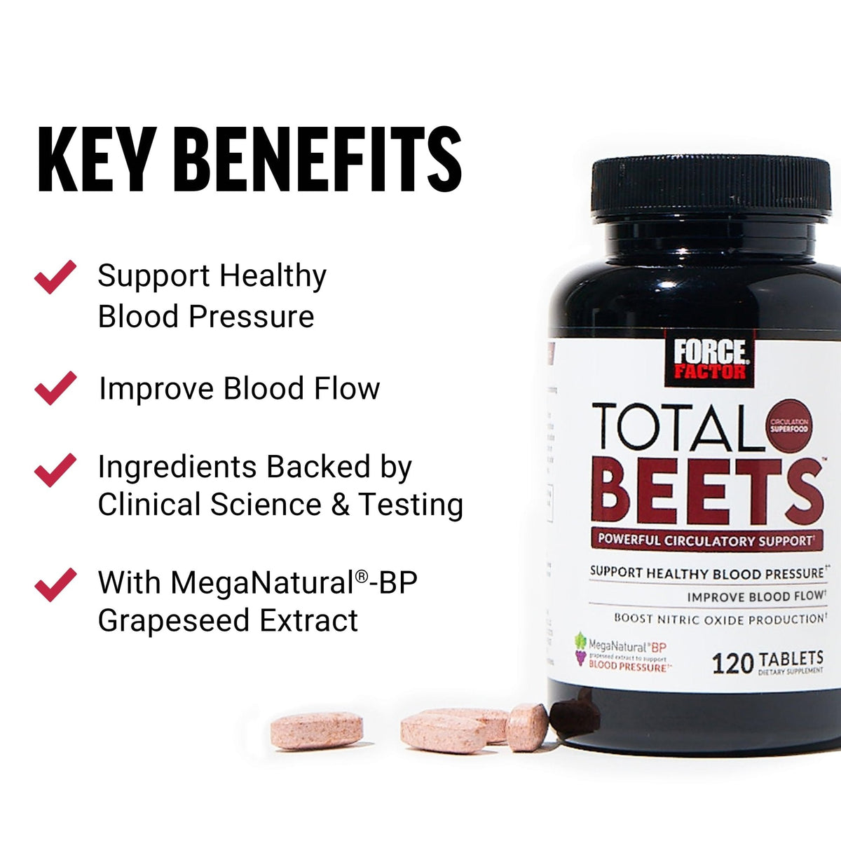 Force Factor Total Beets Blood Pressure Support with Grape Seed Extract and Non GMO Beet Root Powder for Heart Health - PrimeBioHealth - canada supplements